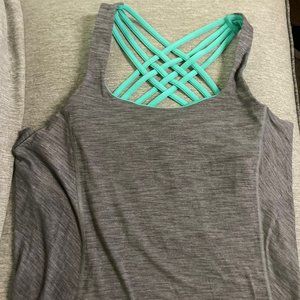 Lululemon Wild Tank Built-In Strappy Mint Green Bra Heather Gray Women's 4